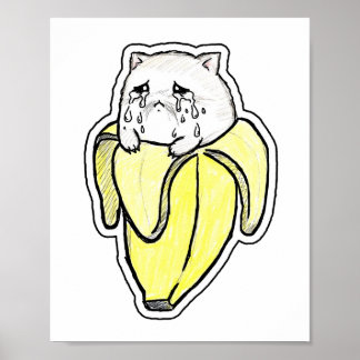 Kat in een bananenkostuum poster