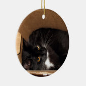 Kat in een doos - Foto Keramisch Ornament (Rechts)