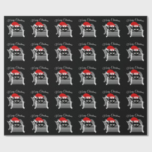 Kat in een doos grappige kerstmis cadeaupapier