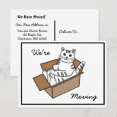 Kat in een doos "We verhuizen" Nieuw adres Aankondigingskaart (Voorkant / Achterkant)
