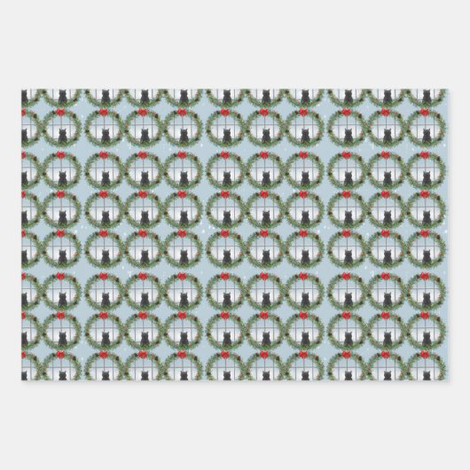 Kat in een kerstkrans inpakpapier vel (Voorkant 3)