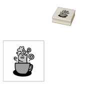 Kat in een koffiekopje 	rubberstempel (Gestempeld)