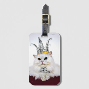 Kat in een kroon bagagelabel