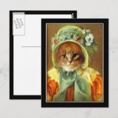 Kat in een motorkap briefkaart (Voorkant / Achterkant)