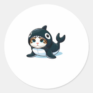 Kat in een orka kostuum ronde sticker
