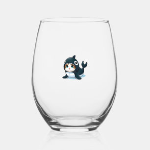 Kat in een orka kostuum wijnglas zonder voet