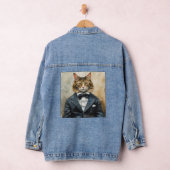 Kat in een pak denim jacket (Hangar)