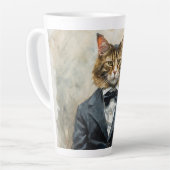 Kat in een pak latte mok (Linkerhoek)