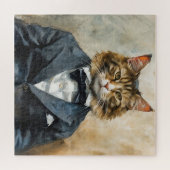 Kat in een pak legpuzzel (Horizontaal)