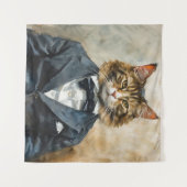 Kat in een pak wandkleed (Voorkant (horizontaal))