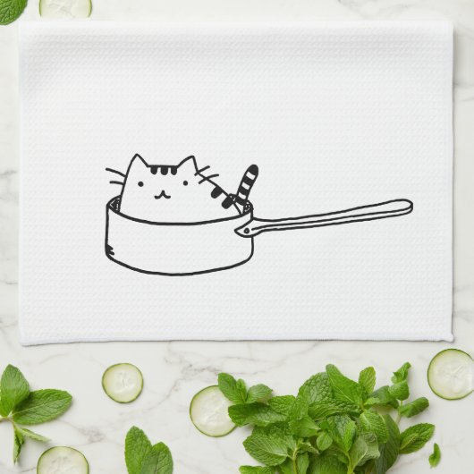 Kat in een Pot Kitchen-handdoek Theedoek (Gevouwen)