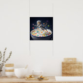 Kat in een ruimtepak poster (Keuken)