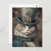 Kat in een Tophat Steampunk  Briefkaart (Voorkant / Achterkant)