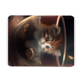 kat in een transparante teacup flexibele foto magneet (Horizontaal)