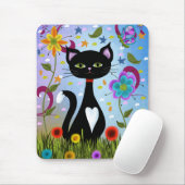 Kat in een tuin Abstracte kunst Muismat (Met muis)