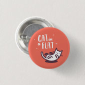 Kat in een vlakke ronde button 3,2 cm (Voorkant /achterkant)