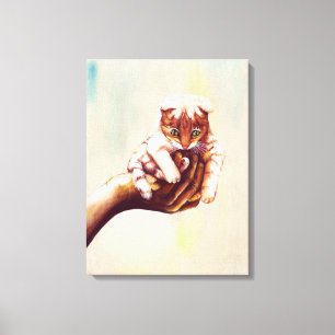 KAT IN HANDEN CANVAS AFDRUK
