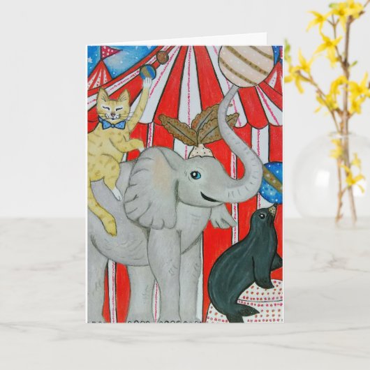 Kat in het circus met olifant en verbinding kaart (Gele Bloem)