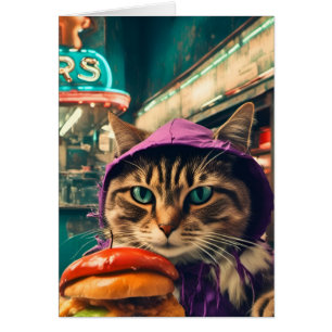 Kat in het diner paarse hoodie alle gelegenheden 