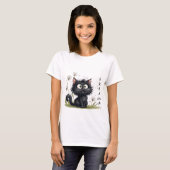 Kat in het land van pluizige paardenbloemen t-shirt (Voorkant volledig)