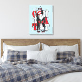 Kat in het Pet | B&W-tekst Canvas Afdruk (Insitu (Slaapkamer))
