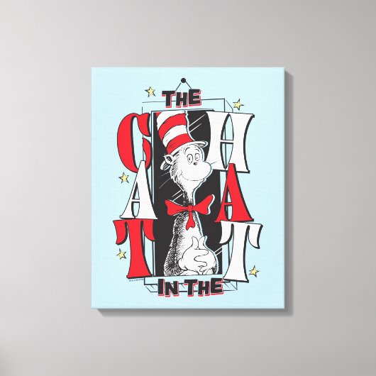 Kat in het Pet | B&W-tekst Canvas Afdruk (Voorkant)
