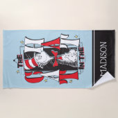 Kat in het Pet | B&W-tekst Strandlaken (Voorkant)