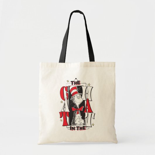 Kat in het Pet | B&W-tekst Tote Bag (Voorkant)