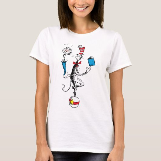 Kat in het Pet Balancing Act T-shirt (Voorkant)