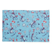 Kat in het Pet | Blauw patroon Kussensloop (Achterkant-Links)