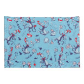 Kat in het Pet | Blauw patroon Kussensloop (Achterkant-Rechts)