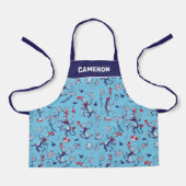 Kat in het Pet | Blauw patroon Schort (Voorkant)