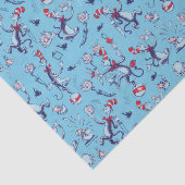 Kat in het Pet | Blauw patroon Tissuepapier (Detail)