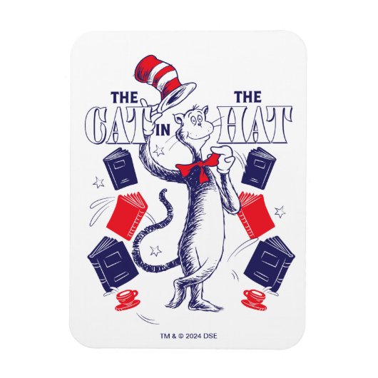 Kat in het Pet | Boeken lezen Magneet (Verticaal)