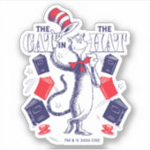 Kat in het Pet | Boeken lezen Sticker (Voorkant)