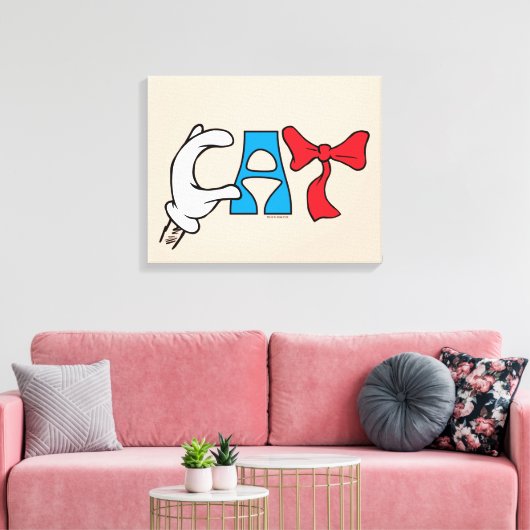 Kat in het Pet | CAT-tekst Canvas Afdruk (Insitu (Woonkamer))