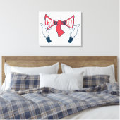 Kat in het Pet | Cat Text Bow-Stropdas Canvas Afdruk (Insitu (Slaapkamer))