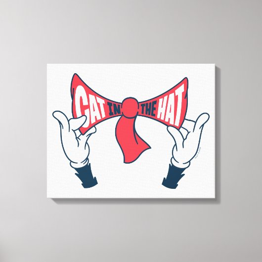 Kat in het Pet | Cat Text Bow-Stropdas Canvas Afdruk (Voorkant)