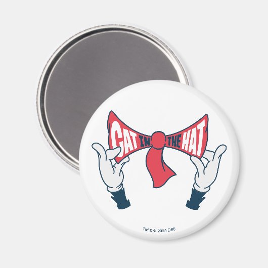 Kat in het Pet | Cat Text Bow-Stropdas Magneet (Voorkant / Achterkant)