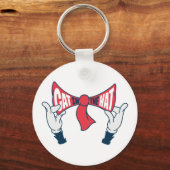 Kat in het Pet | Cat Text Bow-Stropdas Sleutelhanger (Voorkant)