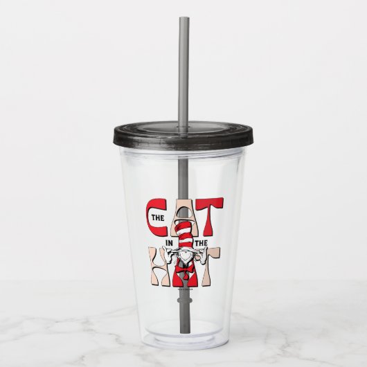 Kat in het Pet | De Gekke kat in het Pet Acryl Drinkbeker (Voorkant)