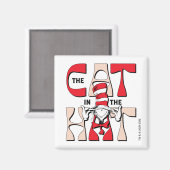 Kat in het Pet | De Gekke kat in het Pet Magneet (Voorkant / Achterkant)