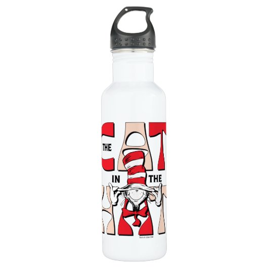 Kat in het Pet | De Gekke kat in het Pet Waterfles (Voorkant)