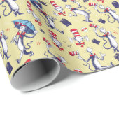 Kat in het Pet | geel patroon Cadeaupapier (Rol Hoek)