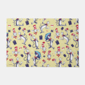 Kat in het Pet | geel patroon Deurmat (Voorkant)