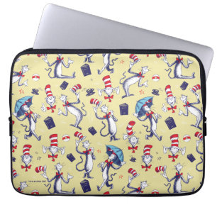 Kat in het Pet   geel patroon Laptop Sleeve