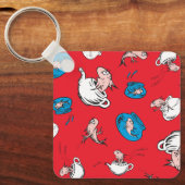 Kat in het Pet | Het rode patroon van de vis Sleutelhanger (Voorkant)