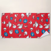 Kat in het Pet | Het rode patroon van de vis Strandlaken (Voorkant)