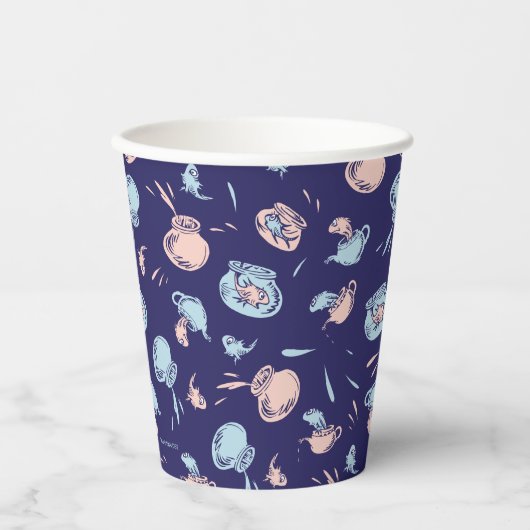 Kat in het Pet | Het vispatroon Papieren Bekers (Voorkant)