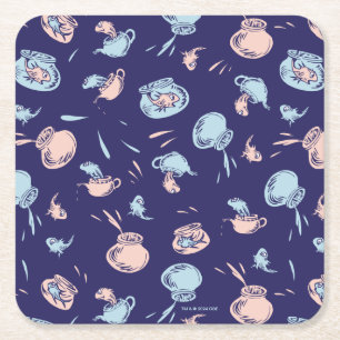 Kat in het Pet   Het vispatroon Vierkante Kartonnen Onderzetter